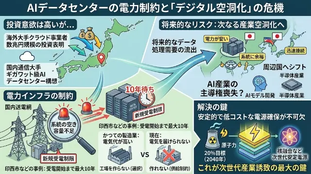AIデータセンター、次に逃げるのはこの産業——「選ばれる日本」ですらない現実の分析図解